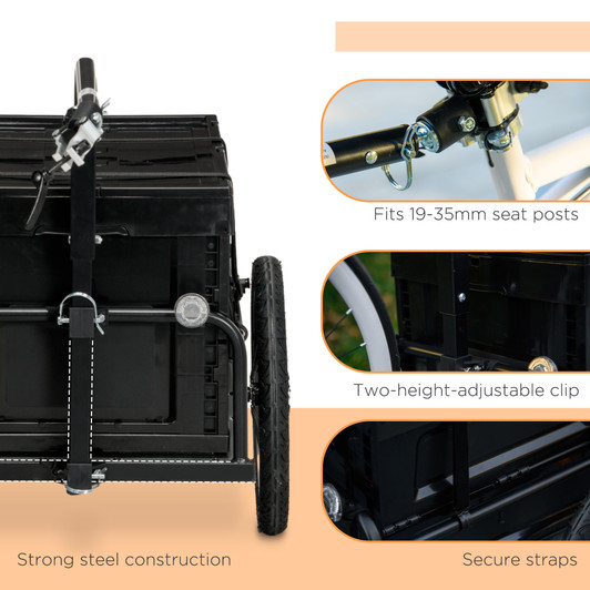 A2ZHOME Bike Cargo Trailer, Bicycle Trailer Wagon Cart with Removable Storage Box, Quick Release 16" Wheels and Safe Reflectors, Galvanized Bottom