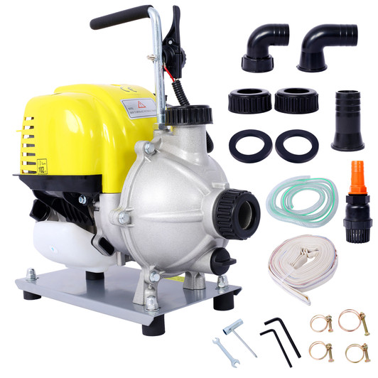 A2ZHOME 38CC 4 Stroke Gasoline Water Pump 1.5Inch Portable Gas Powered Transfer Pump Commercial Engine Water Pump for Flood Landscaping or Gardening Irrigation 8500r/min,10FT x 1"Suction 1.5" lay flat hose