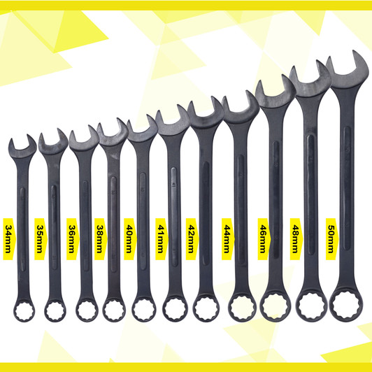A2ZHOME Jumbo Combination Wrench Set extra large, Metric, 11-piece, 1-5/16'' to 2'',Black Oxide, with Pouch