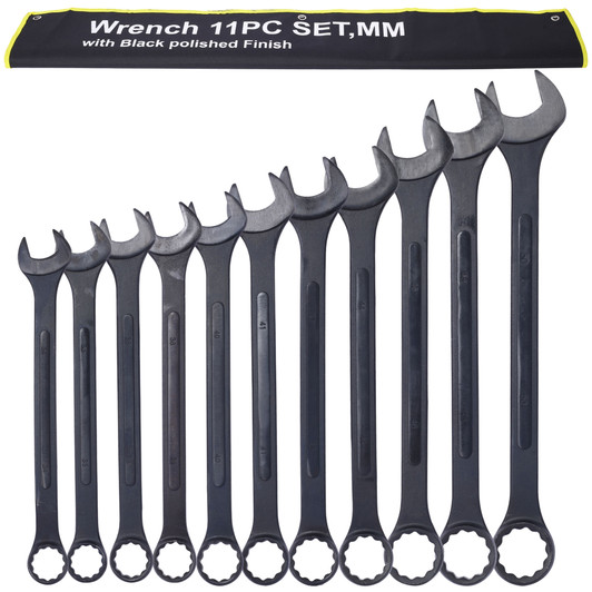A2ZHOME Jumbo Combination Wrench Set extra large, Metric, 11-piece, 1-5/16'' to 2'',Black Oxide, with Pouch