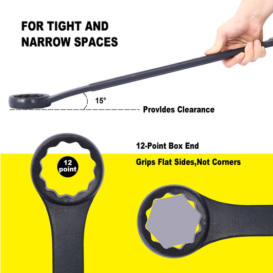 A2ZHOME Jumbo Combination Wrench Set Extra Large,10 PC SAE Black-Oxide Jumbo Combo Wrench Set 1-5/16" - 2" with pouch