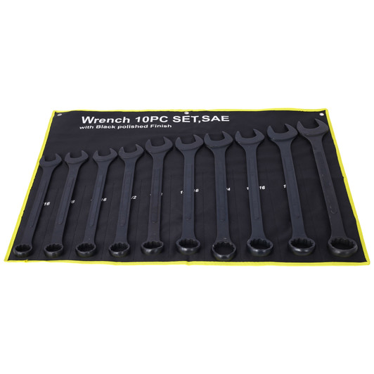 A2ZHOME Jumbo Combination Wrench Set Extra Large,10 PC SAE Black-Oxide Jumbo Combo Wrench Set 1-5/16" - 2" with pouch
