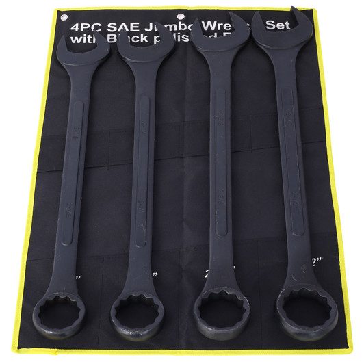 A2ZOME Jumbo Combination Wrench Set Extra Large, 4 Piece ,storage bag included ,Black Oxide