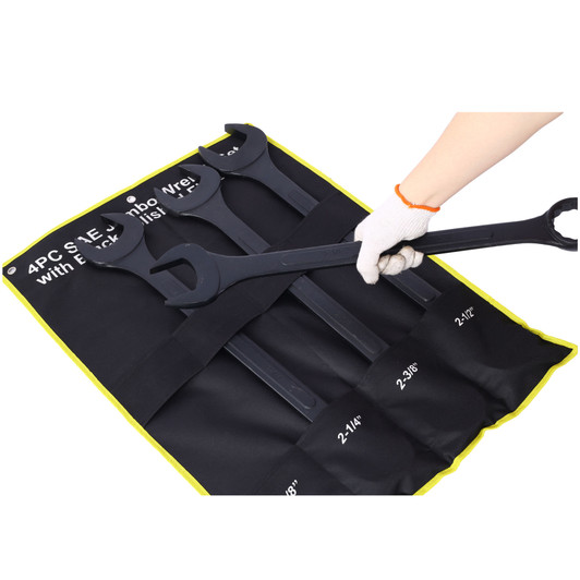 A2ZOME Jumbo Combination Wrench Set Extra Large, 4 Piece ,storage bag included ,Black Oxide