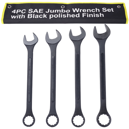 A2ZOME Jumbo Combination Wrench Set Extra Large, 4 Piece ,storage bag included ,Black Oxide