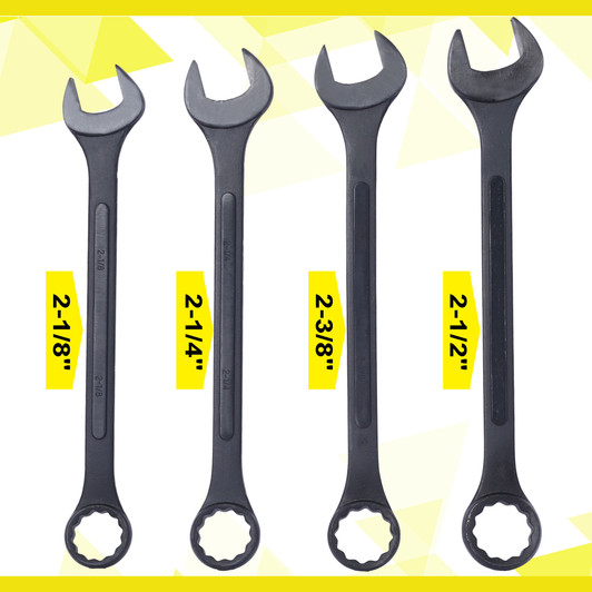 A2ZOME Jumbo Combination Wrench Set Extra Large, 4 Piece ,storage bag included ,Black Oxide