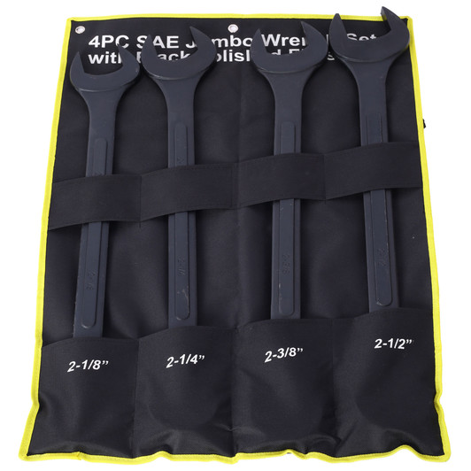 A2ZOME Jumbo Combination Wrench Set Extra Large, 4 Piece ,storage bag included ,Black Oxide