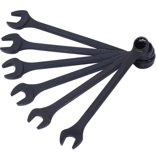 A2ZHOME Jumbo Combination Wrench Set extra large, Metric, 6-piece, 1-3/8'' to 2'',Black Oxide, with Pouch