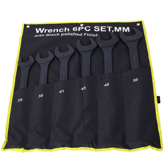 A2ZHOME Jumbo Combination Wrench Set extra large, Metric, 6-piece, 1-3/8'' to 2'',Black Oxide, with Pouch