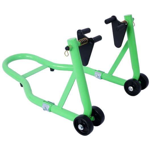A2ZHOME Motorcycle Stand 1000LB Sport Bike Front and Rear Wheel Lift Swingarm Paddock Stands Black U green