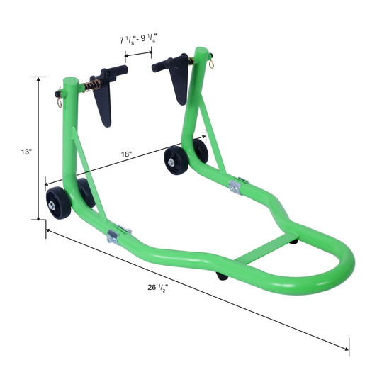 A2ZHOME Motorcycle Stand 1000LB Sport Bike Front and Rear Wheel Lift Swingarm Paddock Stands Black U green
