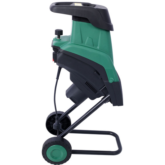 A2ZHOME 15Amp Electric Wood Chipper/Shredder with Wheels Electric Garden Shredder Portable Chipping Width Collection Bag, Double Sided Blade System, Auto Shut-Off Green