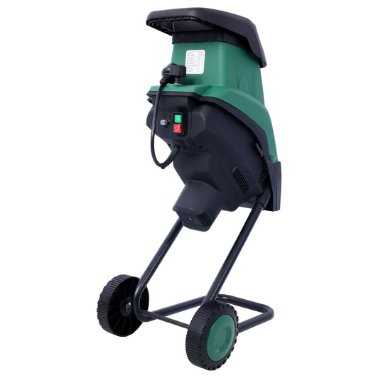 A2ZHOME 15Amp Electric Wood Chipper/Shredder with Wheels Electric Garden Shredder Portable Chipping Width Collection Bag, Double Sided Blade System, Auto Shut-Off Green