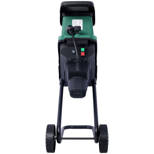 A2ZHOME 15Amp Electric Wood Chipper/Shredder with Wheels Electric Garden Shredder Portable Chipping Width Collection Bag, Double Sided Blade System, Auto Shut-Off Green