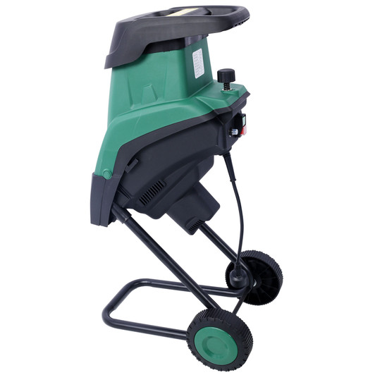 A2ZHOME 15Amp Electric Wood Chipper/Shredder with Wheels Electric Garden Shredder Portable Chipping Width Collection Bag, Double Sided Blade System, Auto Shut-Off Green