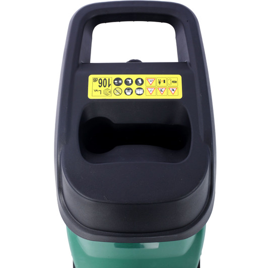 A2ZHOME 15Amp Electric Wood Chipper/Shredder with Wheels Electric Garden Shredder Portable Chipping Width Collection Bag, Double Sided Blade System, Auto Shut-Off Green