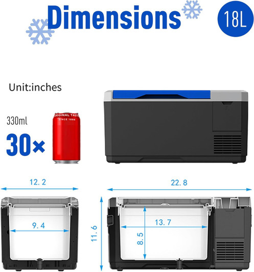 A2ZHOME V18 Portable Refrigerator, 19Qt Car Freezer with APP Control,12V,45W Low Noice Cooler for RV, Boat
