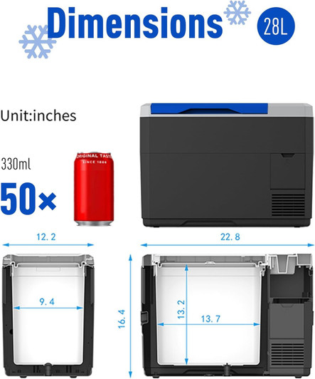 A2ZHOME V28 Portable Refrigerator, 29Qt Car Freezer with APP Control,12V,45W Low Noice Cooler for RV, Boat