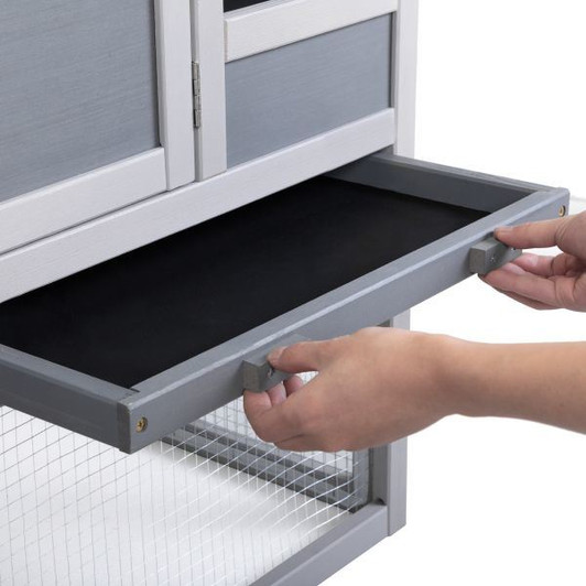 A2ZHOME Indoor Outdoor Rabbit Hutch, Bunny Cage with Run, Pull Out Tray, Guinea Pig House for Small Animals XH