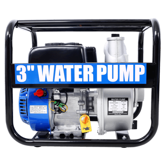 A2ZHOME Semi Trash Pump 3 inch, 209cc 7HP 4 stroke OHV ENGINE, Gas Powered Semi Trash Water Pump 50 ft Discharge Hose, 12 ft Suction Hose with Complete Fittings,EPA compliant