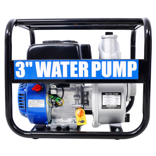 A2ZHOME Semi Trash Pump 3 inch, 209cc 7HP 4 stroke OHV ENGINE, Gas Powered Semi Trash Water Pump 50 ft Discharge Hose, 12 ft Suction Hose with Complete Fittings,EPA compliant