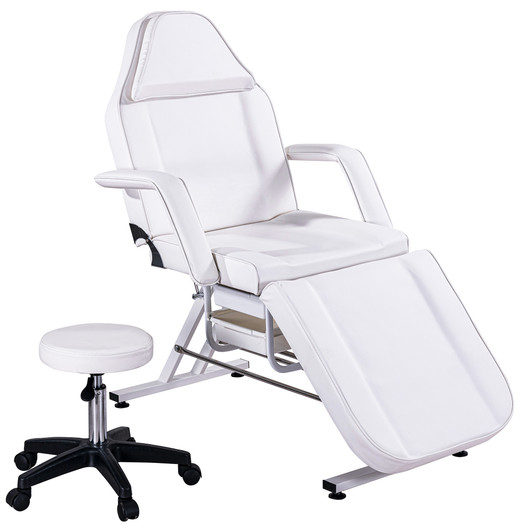 A2ZHOME Massage Salon Tattoo Chair with Two Trays, White