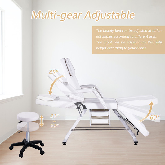 A2ZHOME Massage Salon Tattoo Chair with Two Trays, White