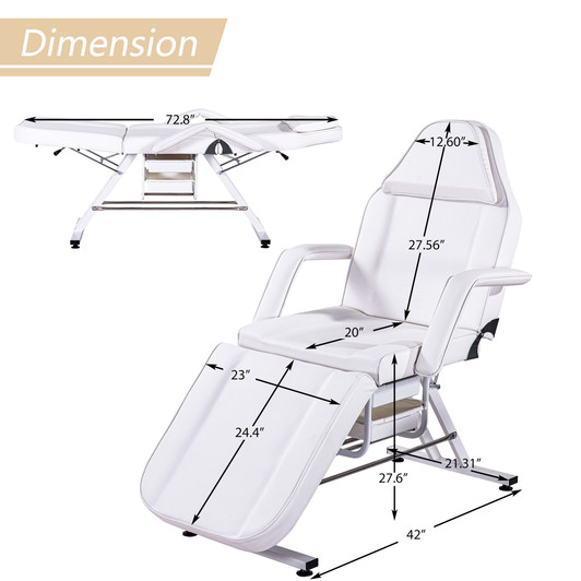 A2ZHOME Massage Salon Tattoo Chair with Two Trays, White