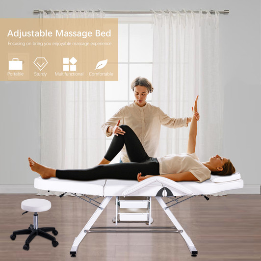 A2ZHOME Massage Salon Tattoo Chair with Two Trays, White
