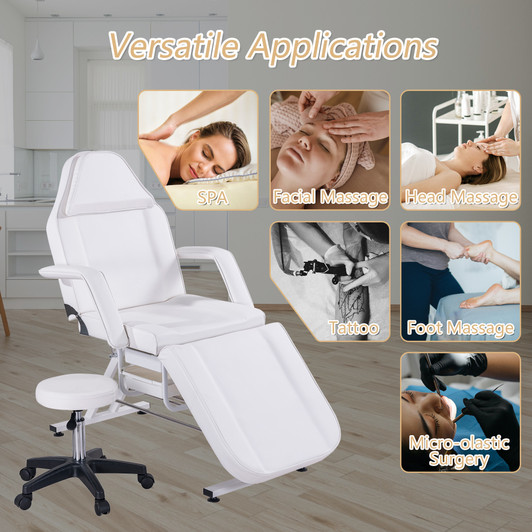 A2ZHOME Massage Salon Tattoo Chair with Two Trays, White