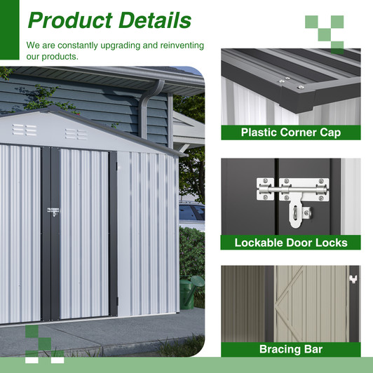 A2ZHOME 10X8 FT Outdoor Storage Shed: Durable and Stylish All-Weather Storage