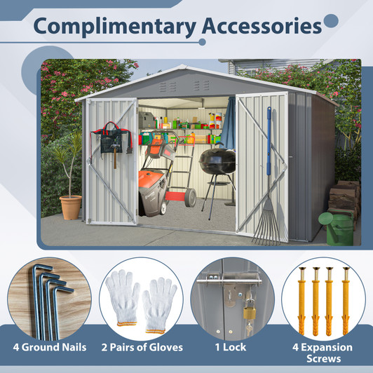 A2ZHOME 10X8 FT Outdoor Storage Shed: Robust and Stylish All-Weather Storage Solution