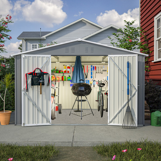 A2ZHOME 10X8 FT Outdoor Storage Shed: Robust and Stylish All-Weather Storage Solution