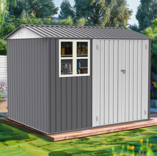 A2ZHOME Storage Shed 6 x 8 FT: Large Metal Tool Shed with Window