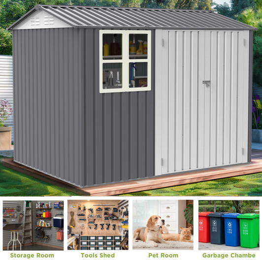 A2ZHOME Storage Shed 6 x 8 FT: Large Metal Tool Shed with Window