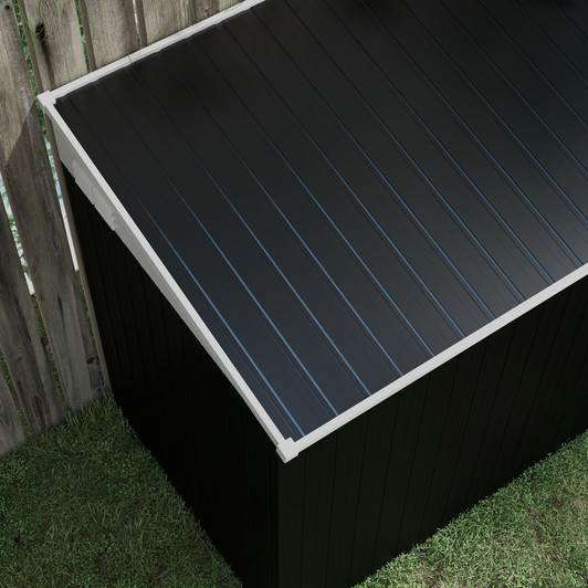 A2ZHOME 4' x 8' Metal Outdoor Storage Shed, Lean to Storage Shed, Garden Tool Storage House with Lockable Door and 2 Air Vents for Backyard, Patio, Lawn, Dark Gray