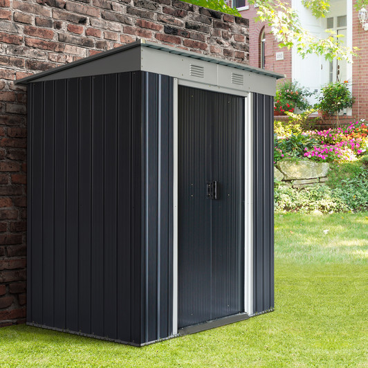 A2ZHOME 6' x 4' Metal Lean-to Garden Shed: Secure and Stylish Outdoor Storage Solution