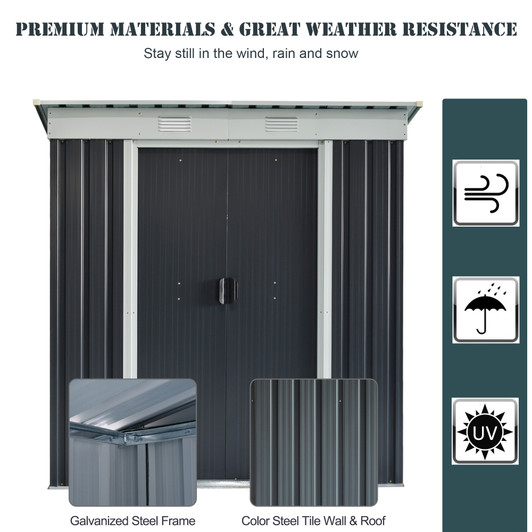 A2ZHOME 6' x 4' Metal Lean-to Garden Shed: Secure and Stylish Outdoor Storage Solution