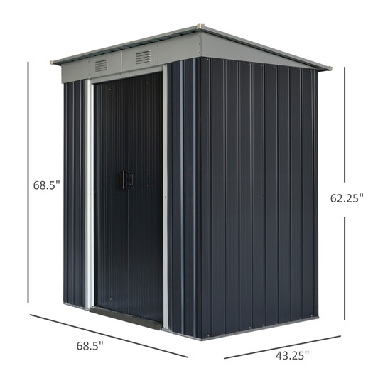 A2ZHOME 6' x 4' Metal Lean-to Garden Shed: Secure and Stylish Outdoor Storage Solution