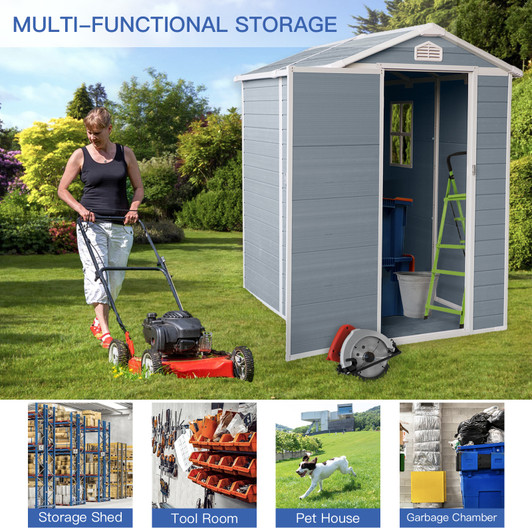 A2ZHOME 4x6ft Resin Outdoor Storage Shed Kit: Perfect Solution for Storing Patio Furniture