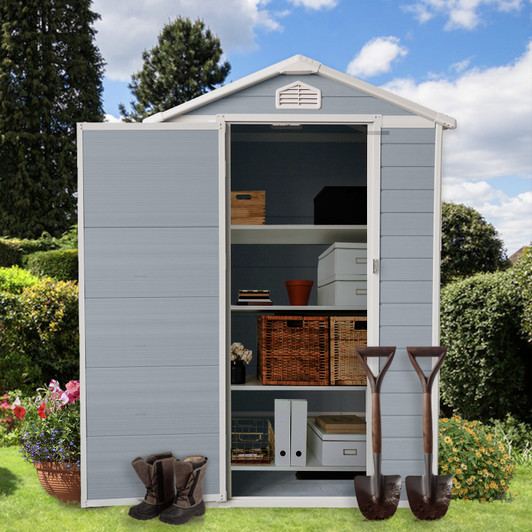 A2ZHOME 4x6ft Resin Outdoor Storage Shed Kit: Perfect Solution for Storing Patio Furniture