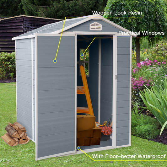 A2ZHOME 4x6ft Resin Outdoor Storage Shed Kit: Perfect Solution for Storing Patio Furniture