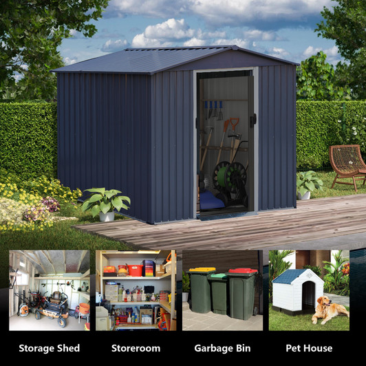 A2ZHOME 8 x 6 FT Large Metal Tool Shed: Heavy-Duty Outdoor Storage Solution