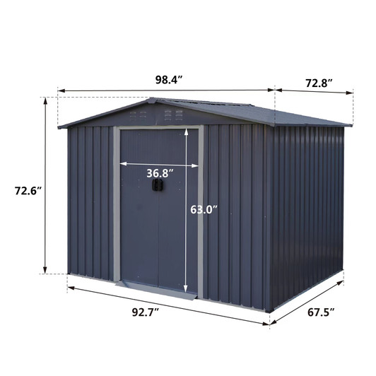 A2ZHOME 8 x 6 FT Large Metal Tool Shed: Heavy-Duty Outdoor Storage Solution