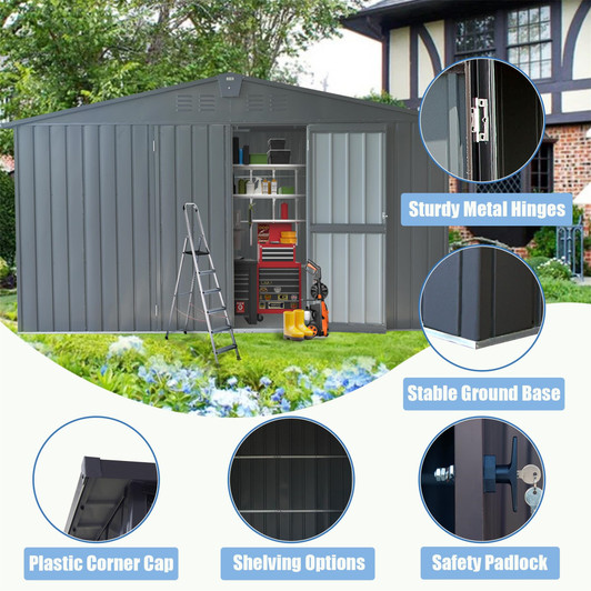 A2ZHOME Backyard Storage Shed 11' x 12.5': Durable and Secure Outdoor Garden Shed