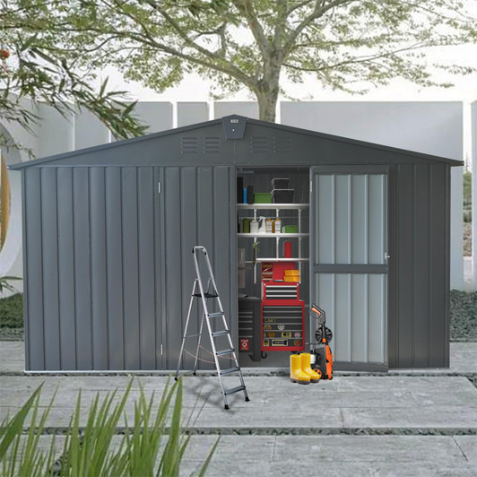 A2ZHOME Backyard Storage Shed 11' x 12.5': Durable and Secure Outdoor Garden Shed