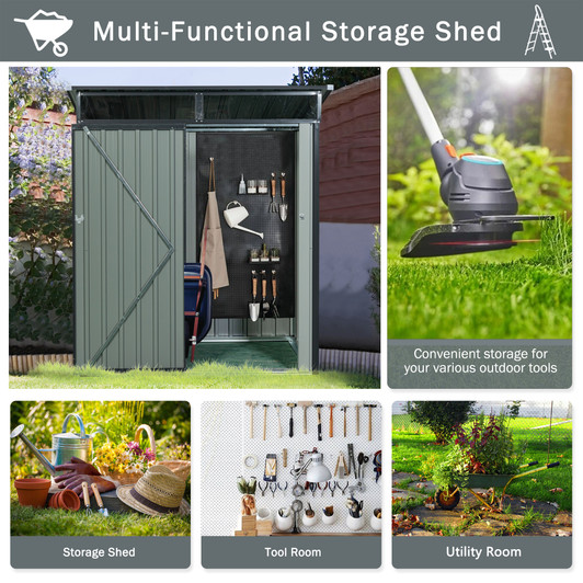 A2ZHOME TC53G 5ft x 3ft Outdoor Metal Storage Shed: Compact, Durable, and Stylish