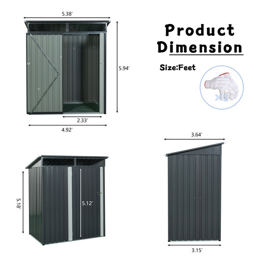 A2ZHOME TC53G 5ft x 3ft Outdoor Metal Storage Shed: Compact, Durable, and Stylish