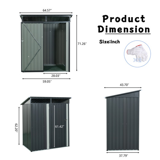A2ZHOME TC53G 5ft x 3ft Outdoor Metal Storage Shed: Compact, Durable, and Stylish