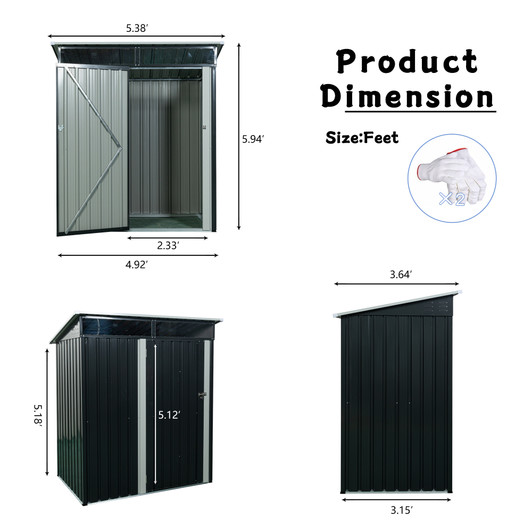 A2ZHOME TC53BL 5ft x 3ft Outdoor Metal Storage Shed: Compact, Durable, and Modern